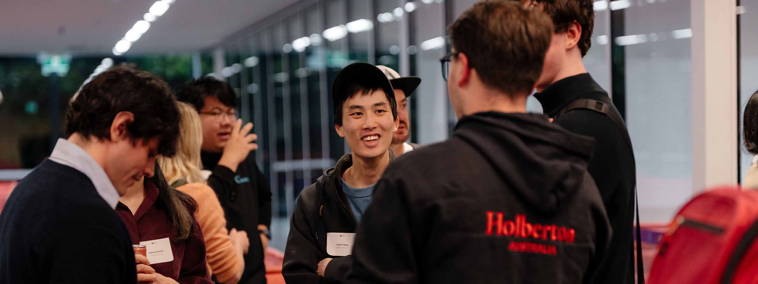 Holberton students in conversation on campus